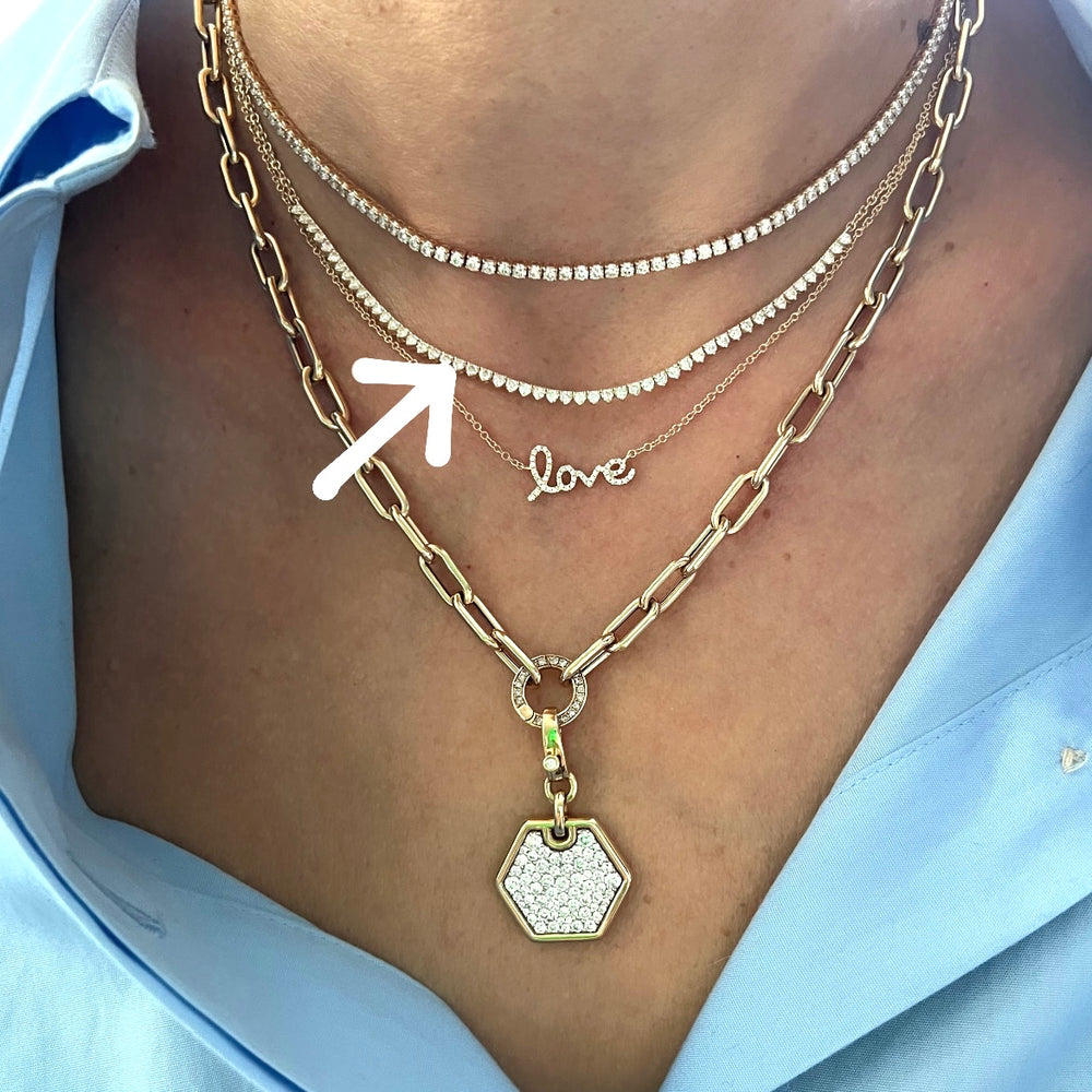 14KT Gold Diamond Delicate Tennis Necklace on Chain