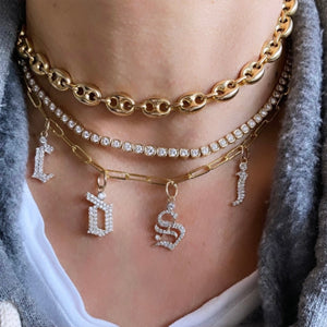 14KT Gold Diamond Square Bezel Set Tennis Necklace