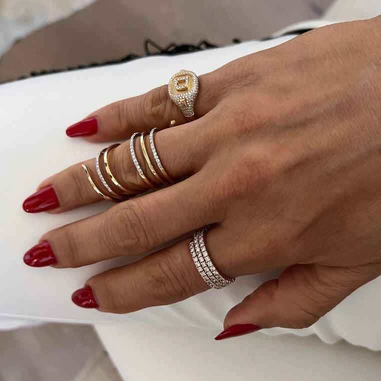 14KT Gold Diamond Spiral Double Ring