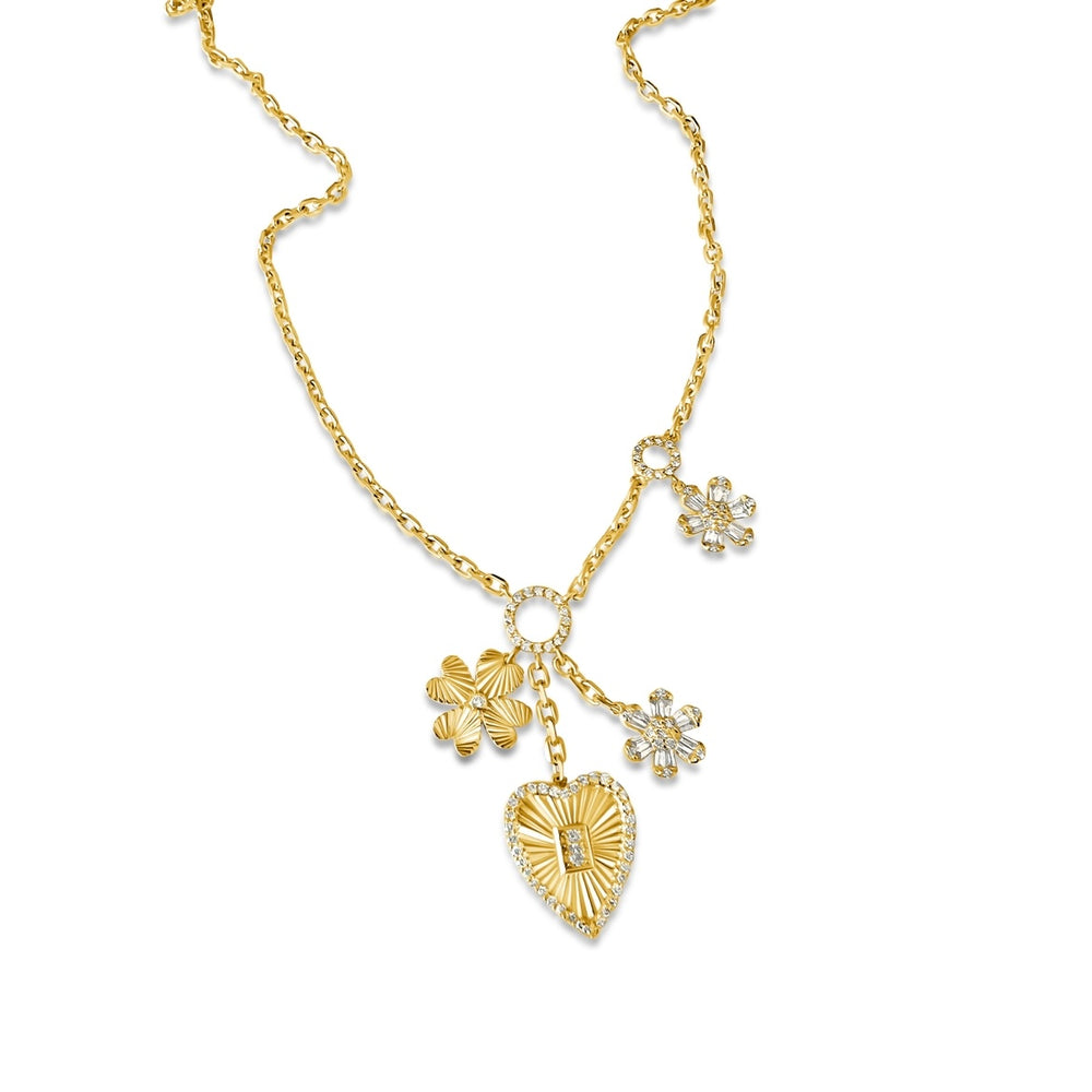 
                
                    Load image into Gallery viewer, 14KT Gold Diamond Ready-Set-Go Delia Charm Necklace
                
            