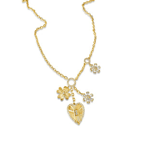 
                
                    Load image into Gallery viewer, 14KT Gold Diamond Ready-Set-Go Delia Charm Necklace
                
            