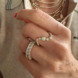 14KT Gold Illusion Bezel Set Diamond Wave Ring