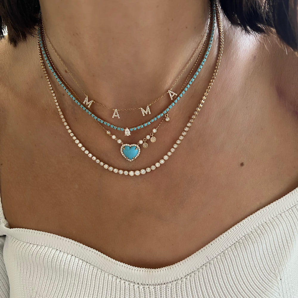 14KT Gold Diamond Agostino Turquoise Heart Necklace