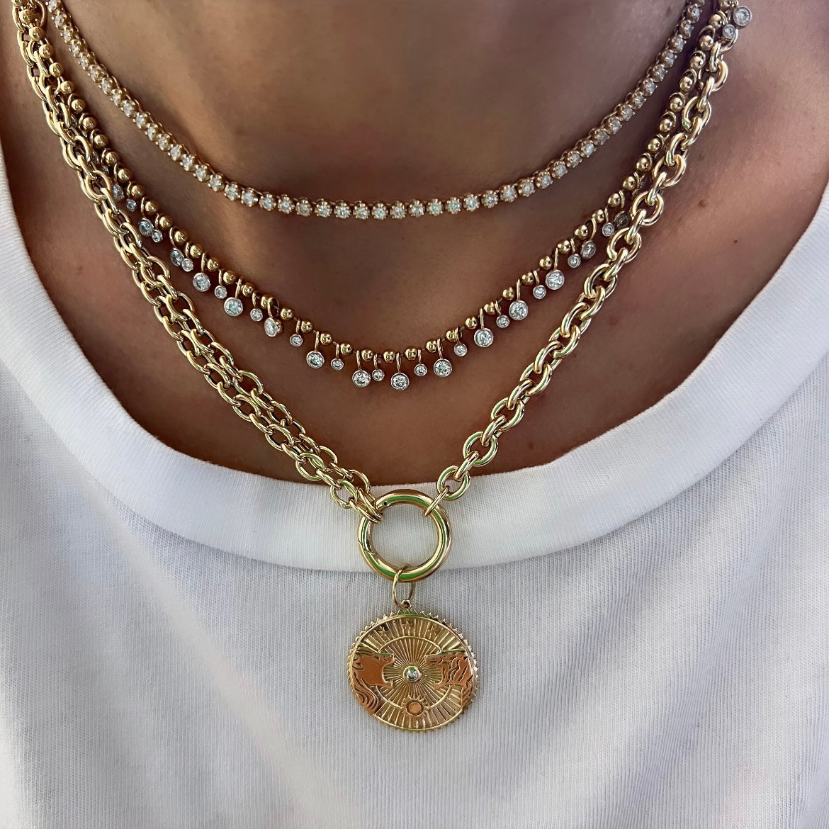 14KT Gold Palmer Double Link Charm Chain