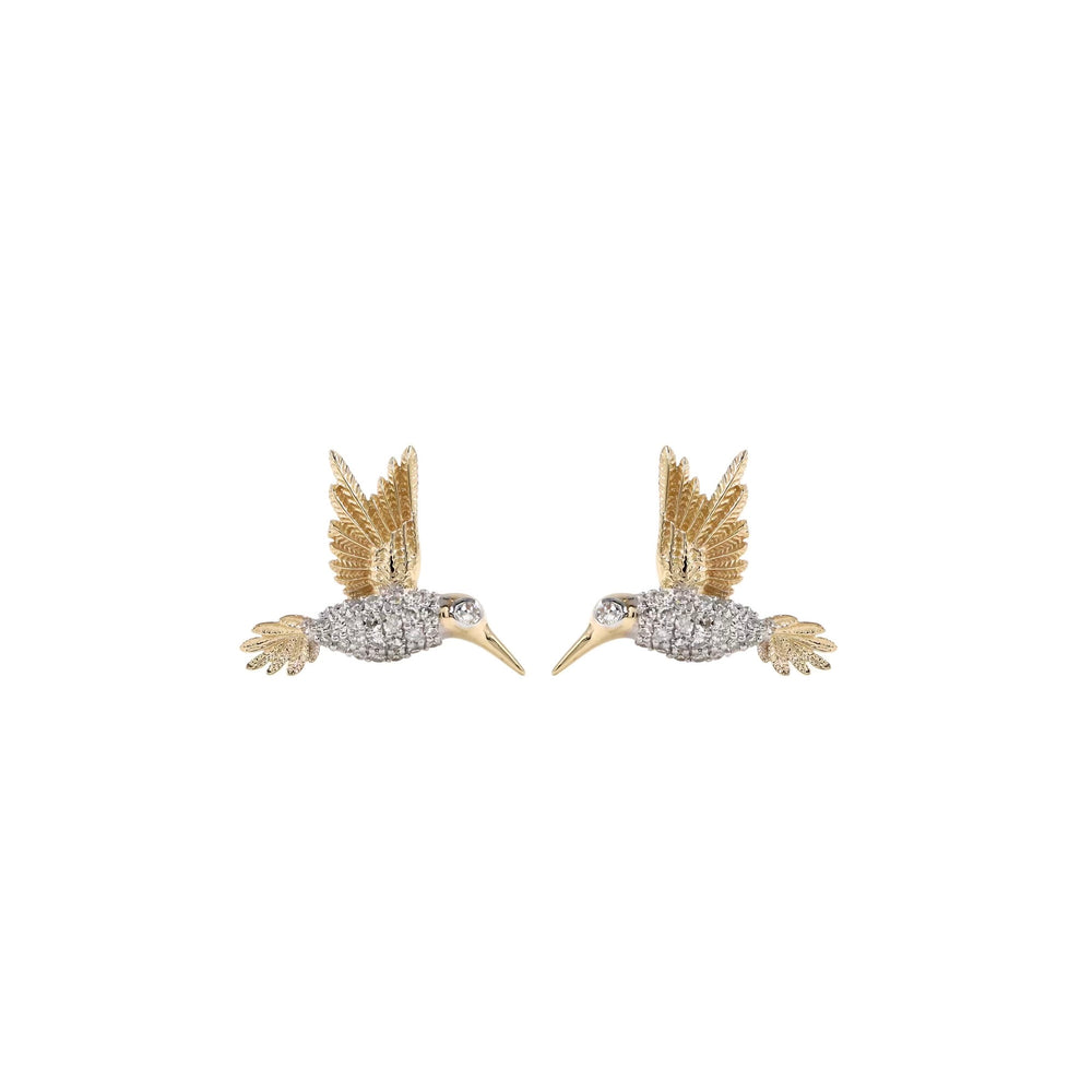 14KT Gold Diamond Hummingbird Earrings