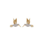 14KT Gold Diamond Hummingbird Earrings
