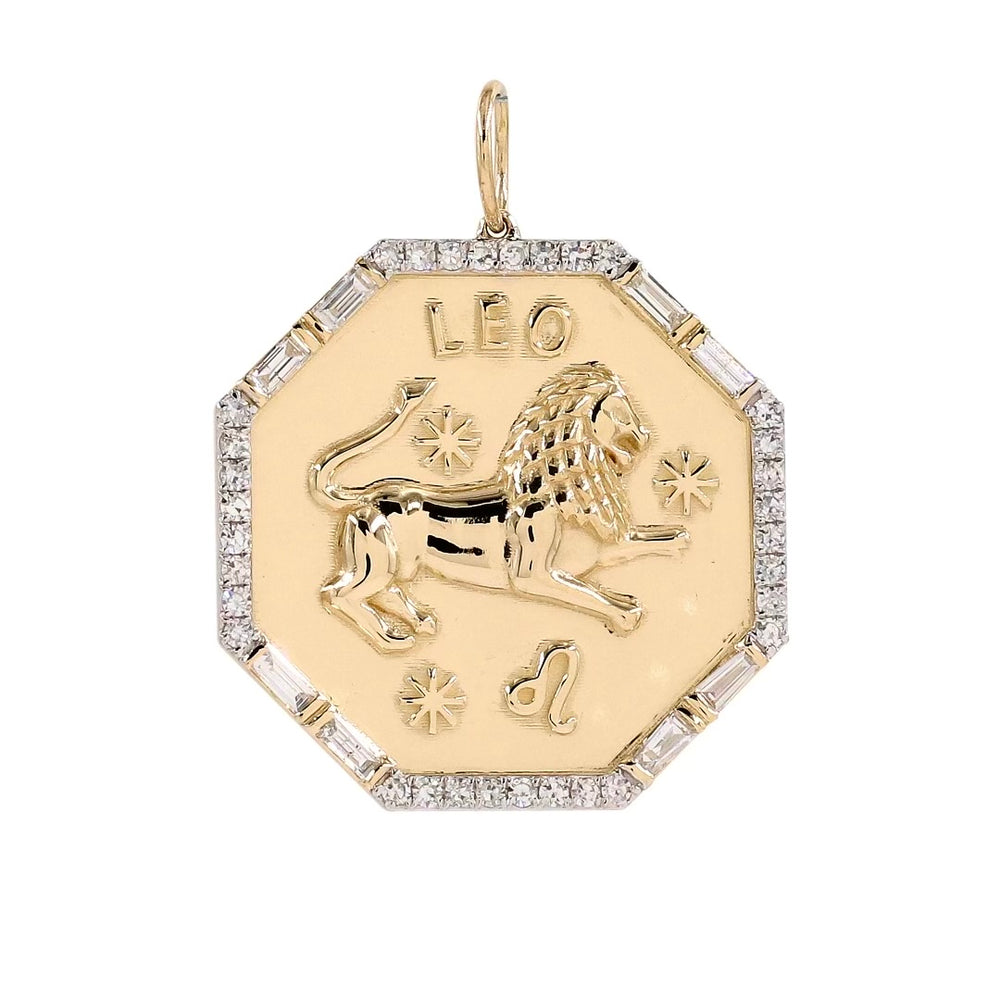 14KT Gild Diamond Luxe Ochtogon Zodiac Pendant Charm