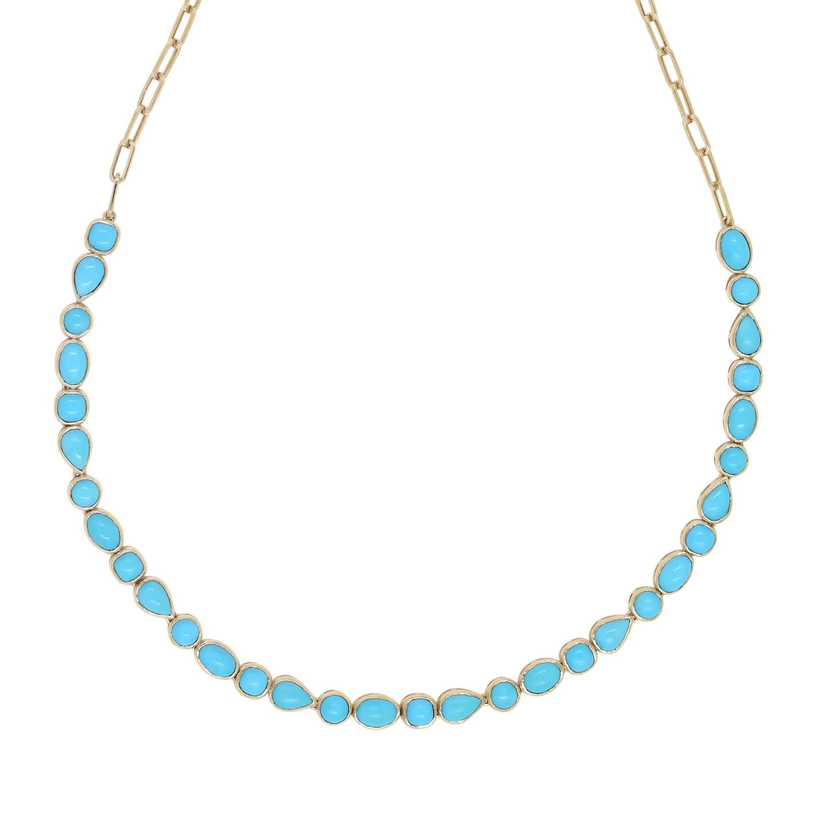 14KT Gold Sleeping Beauty Multi Shaped Signature Turquoise Necklace