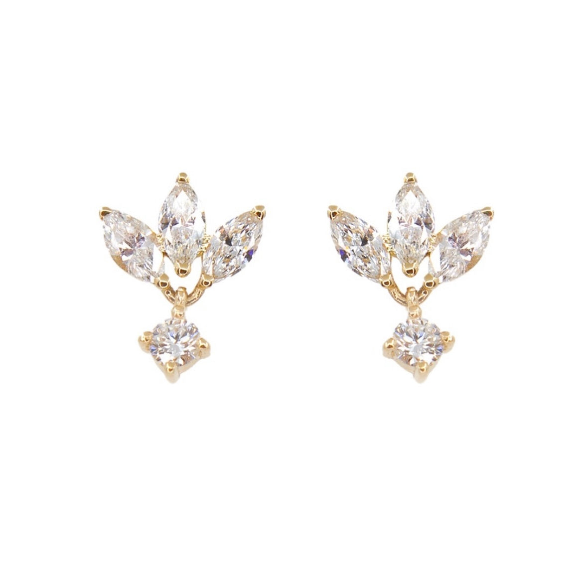 14KT Gold Diamond Lotus Stud Earrings