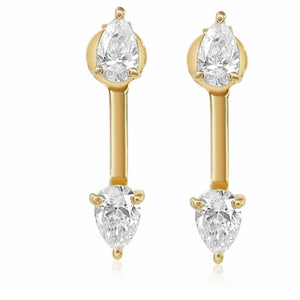 14KT Gold Double Pear Diamond Stud Earrings