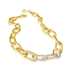 14KT Gold Diamond Chunky Ruba Chain Necklace
