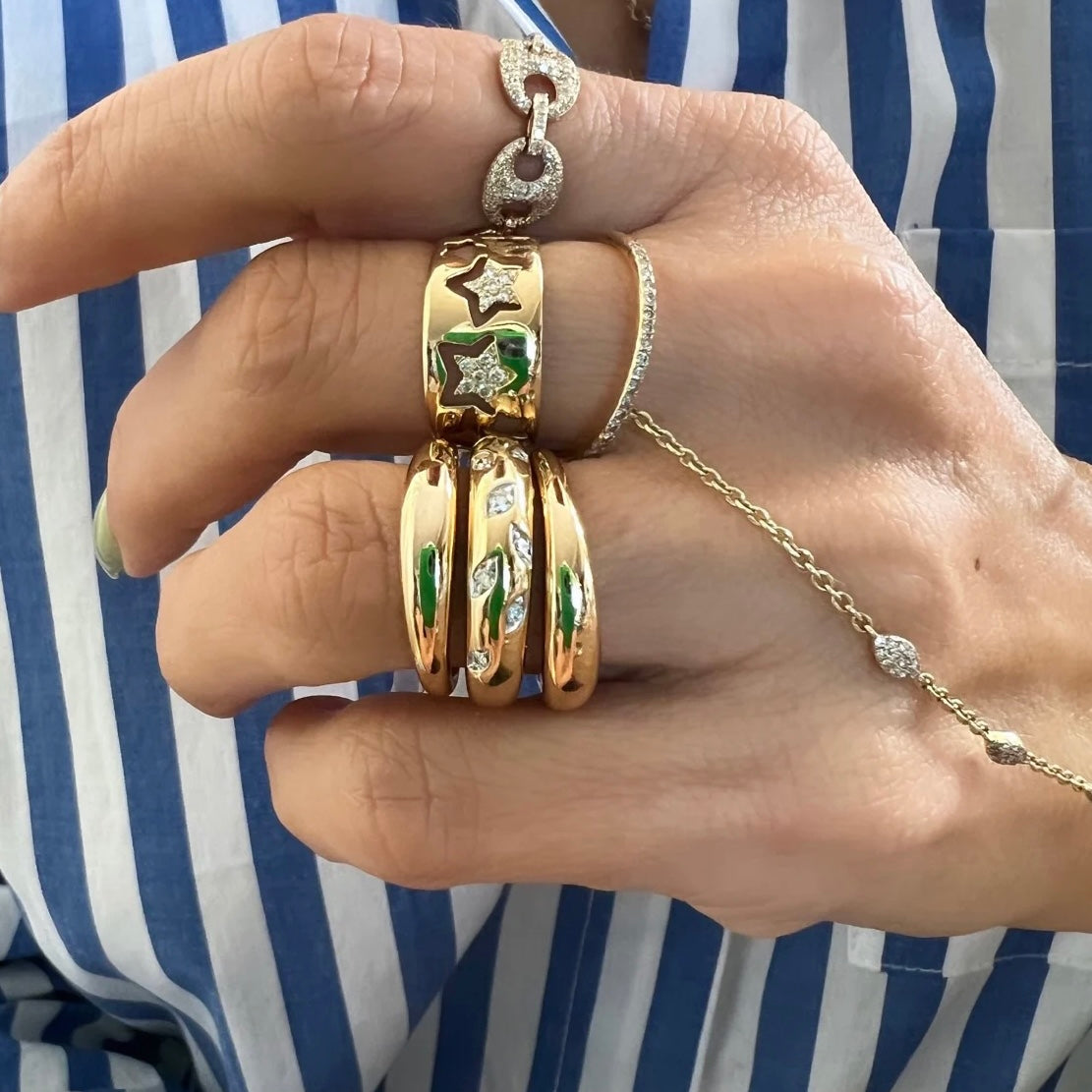 14KT Gold Diamond Elaine Dome Ring