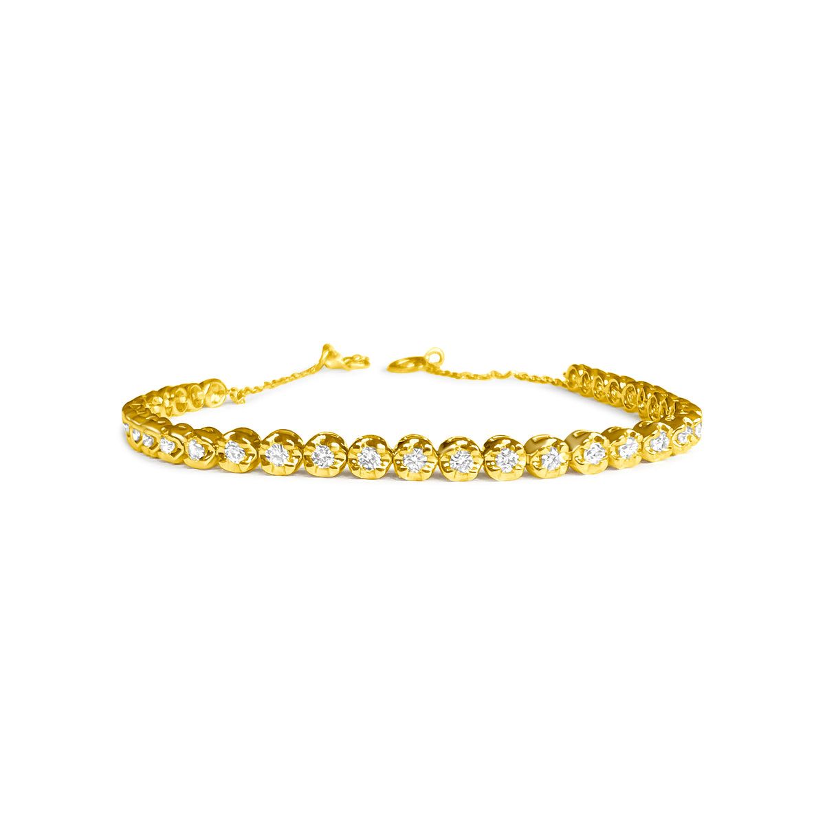 14KT Gold Diamond Deicate Mirabella Tennis Bracelet on Chain