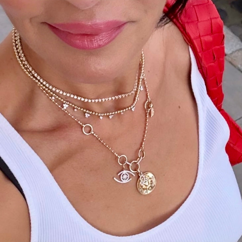 14KT Gold Diamond Sybil Evil Eye Pendant Charm