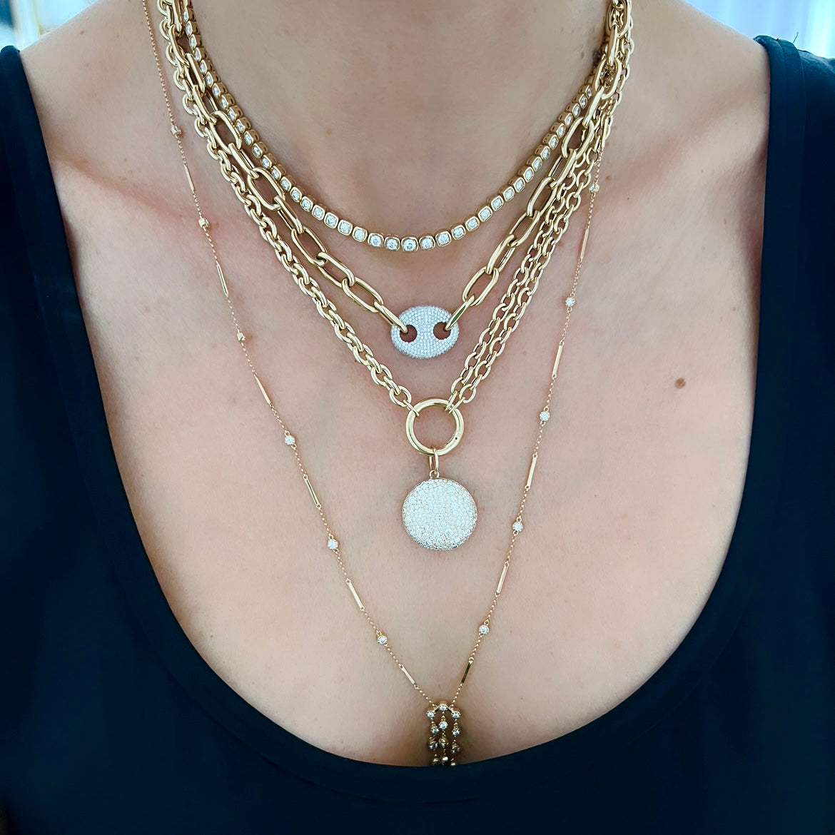 14KT Gold Palmer Double Link Charm Chain