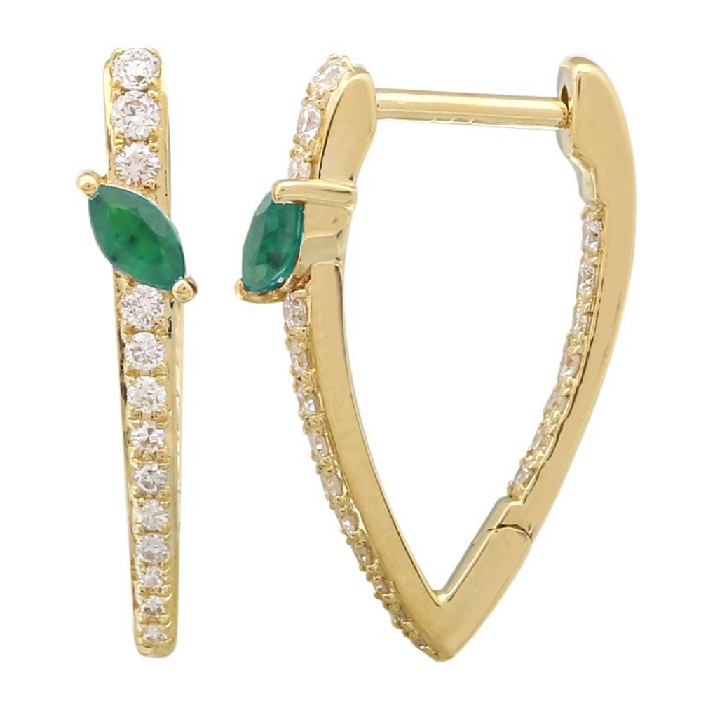 14KT Gold Diamond Emerald Lena Earrings