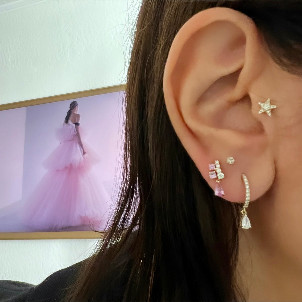 14KT Gold Diamond Pink Sapphire Dina Earrings