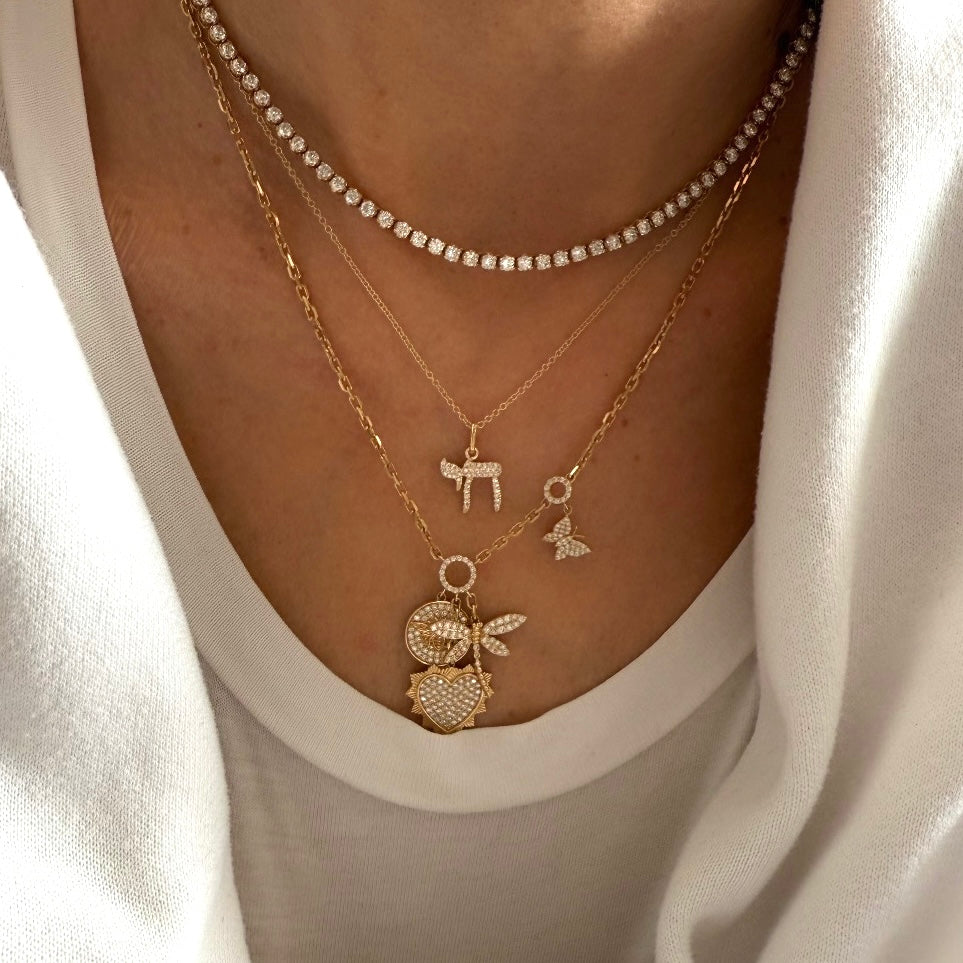 14KT Gold Diamond Chai Symbol Necklace