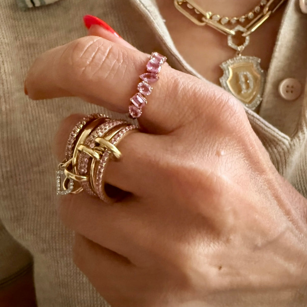 14KT Gold Multi Shape Pink Sapphire Ring