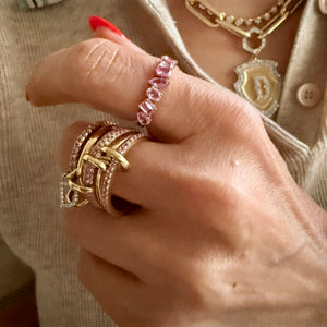 14KT Gold Multi Shape Pink Sapphire Ring