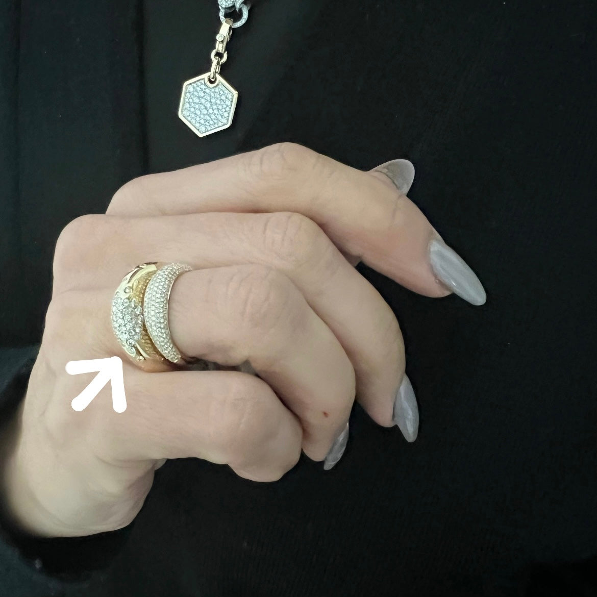14KT Gold Diamond / Emerald High Dome Alizee Ring