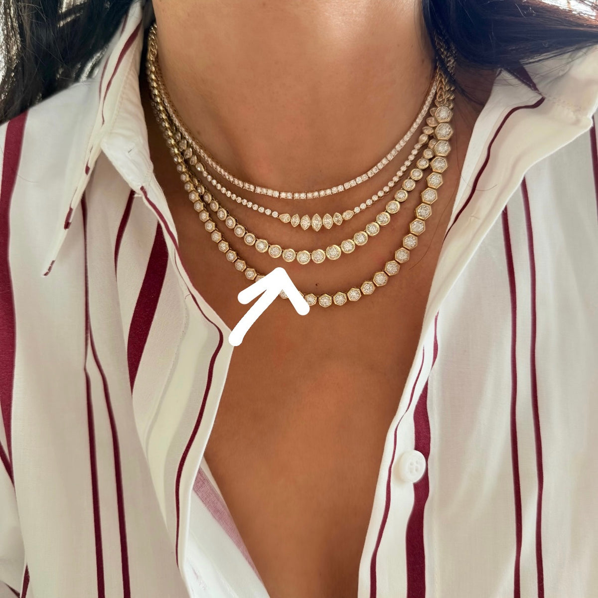 14KT Gold Diamond The Line Bezel Set Tennis Necklace Classic