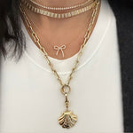 14KT Gold Pinched Links Charm Chain Necklace