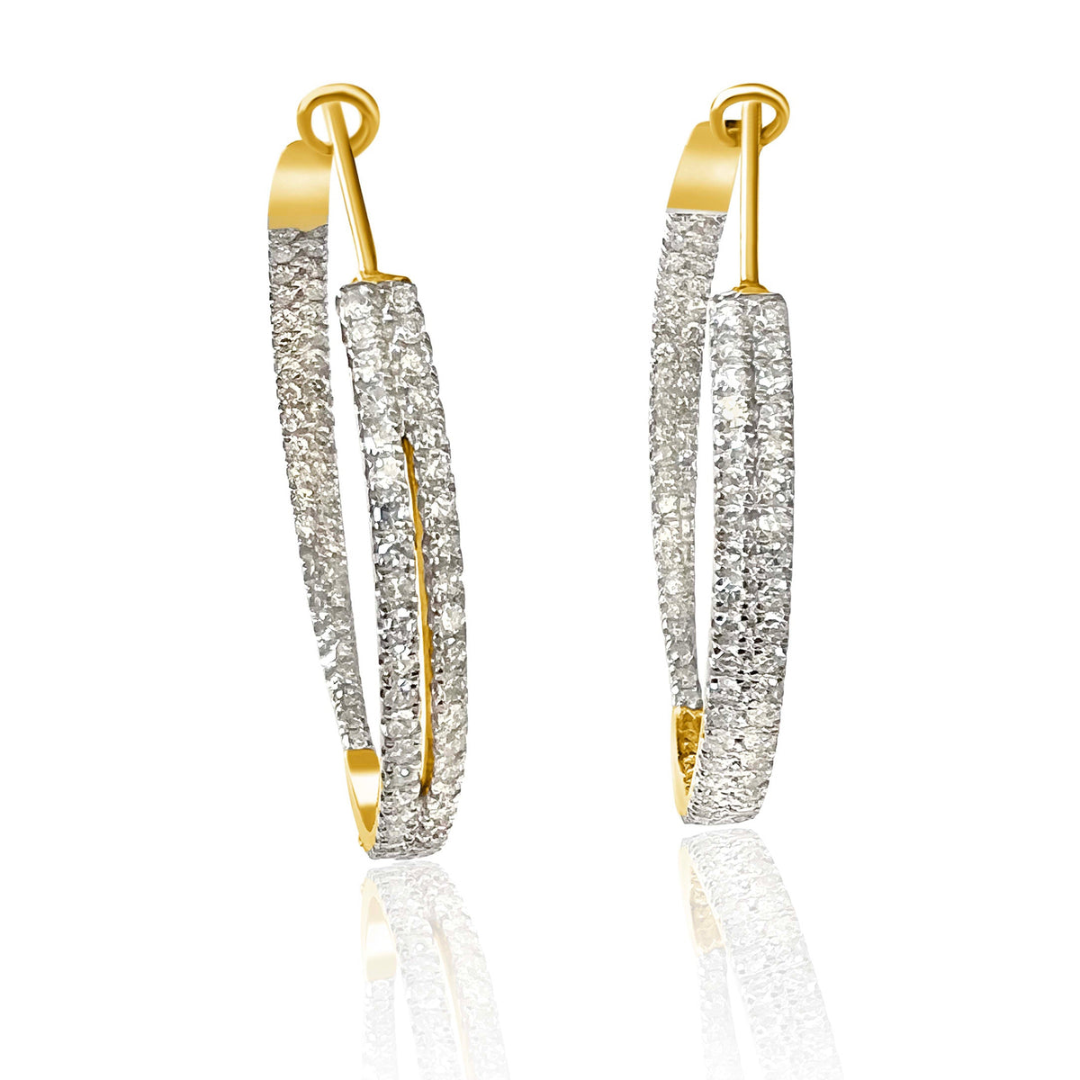 14KT Gold Diamond Sloan Hoop Earrings