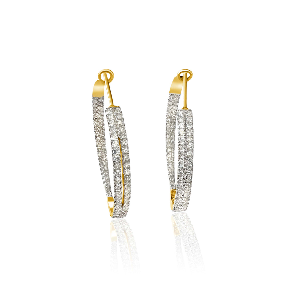 14KT Gold Diamond Sloan Hoop Earrings