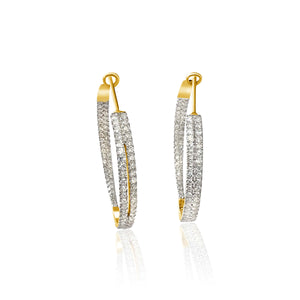 
                
                    Load image into Gallery viewer, 14KT Gold Diamond Sloan Hoop Earrings
                
            