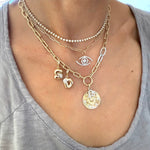 14KT Gold Diamond Puffy Initial Pendant Charm