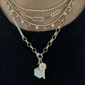 14KT Gold Diamond Vitoria Paperclip Chain Necklace