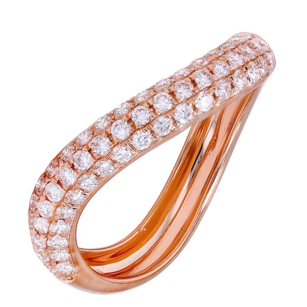 14KT Gold Diamond Wave Ring Large