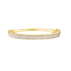 
                
                    Load image into Gallery viewer, 14KT Gold Pave and Baguette Diamond Liana Bangle Bracelet
                
            