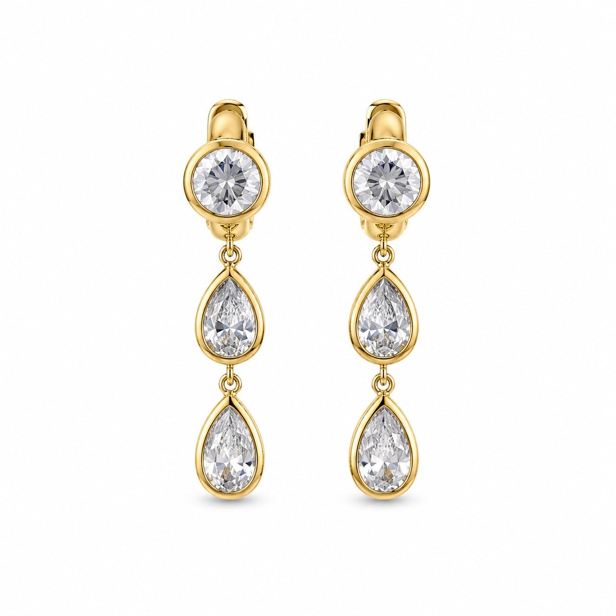 14KT Gold 2.70ct Multi-Shape Lab Diamond Drop Huggie Earrings