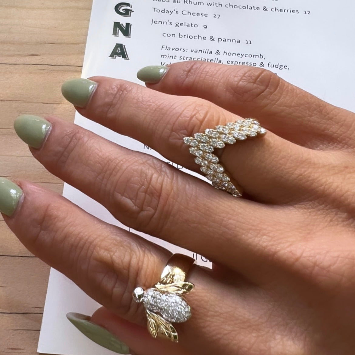 14KT Gold Diamond Esme V Ring