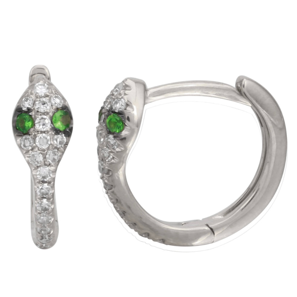 14KT Gold Diamond Petite Snake Huggie Earrings