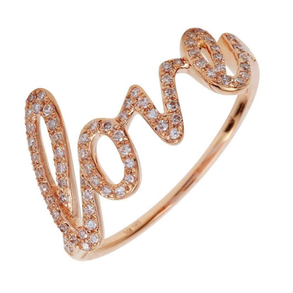 
                
                    Load image into Gallery viewer, 14KT Gold Diamond Love Ring
                
            