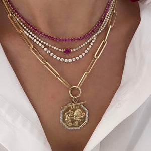 14KT Gold Ruby Tennis Necklace