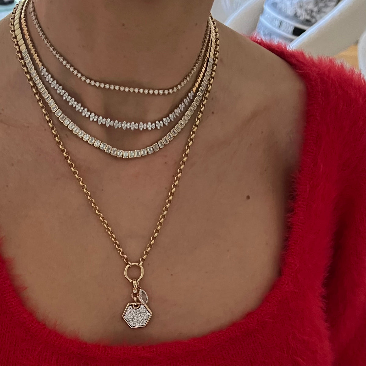 14KT Gold Diamond Dilruba Necklace