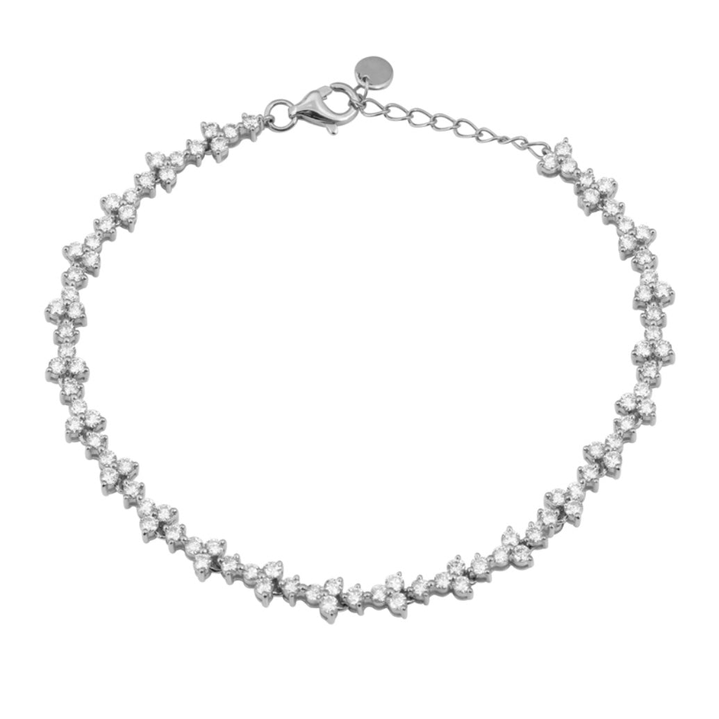 14KT Gold Diamond Cluster Tennis Bracelet