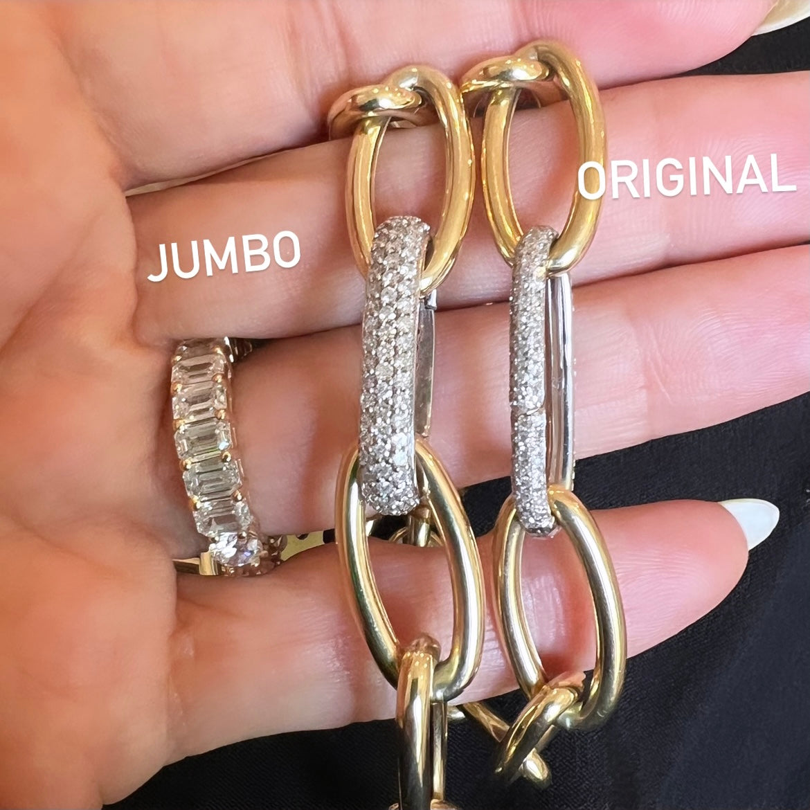 14KT Gold Leila Jumbo Oval Link Necklace with Diamond Link