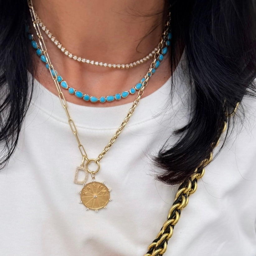 14KT Gold Amaya Multi Link Charm Chain Necklace