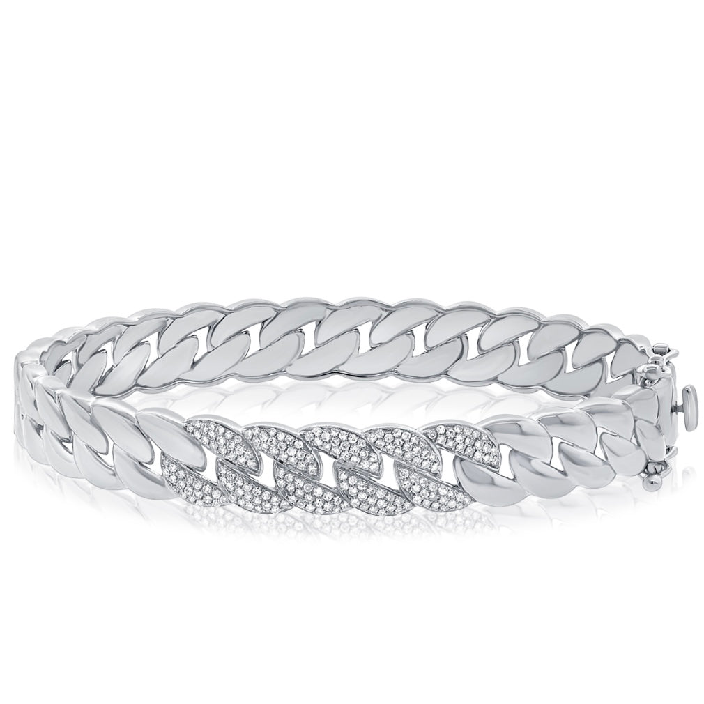 14KT Gold Diamond Alma Link Bangle Bracelet