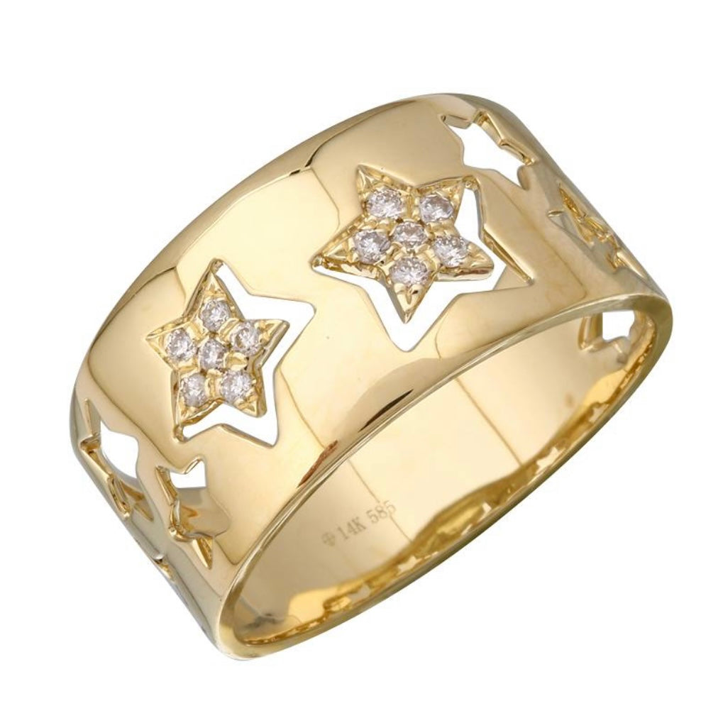 14KT Gold Diamond Stars / Hearts  Ring