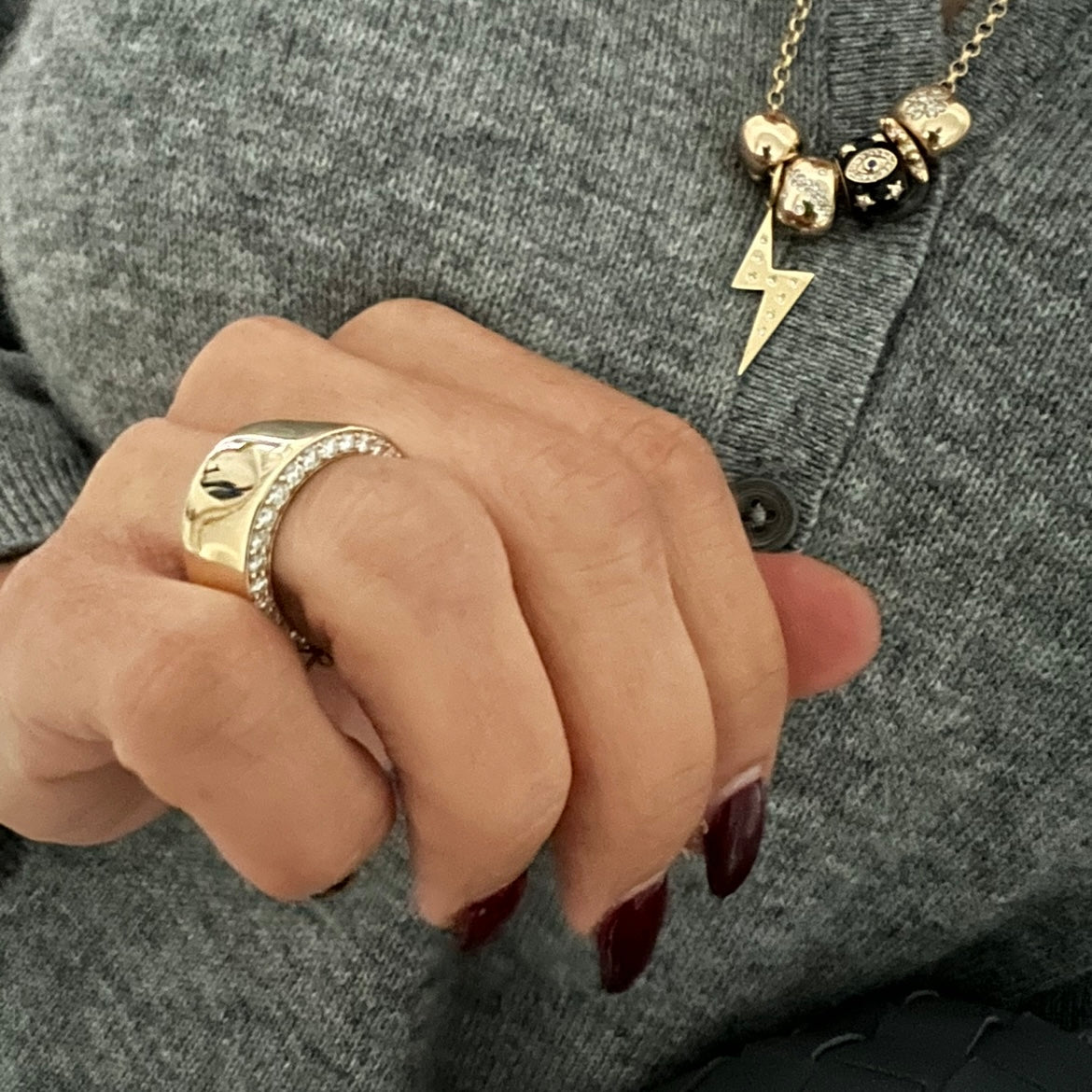 14KT Gold Luxe Ring with Diamond Edges