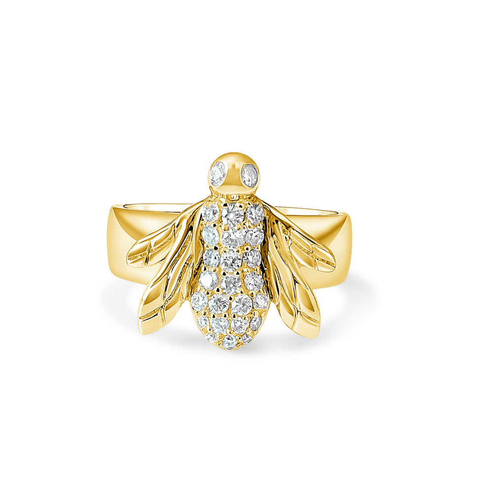 
                
                    Load image into Gallery viewer, 14KT Gold Diamond Bee Ring
                
            