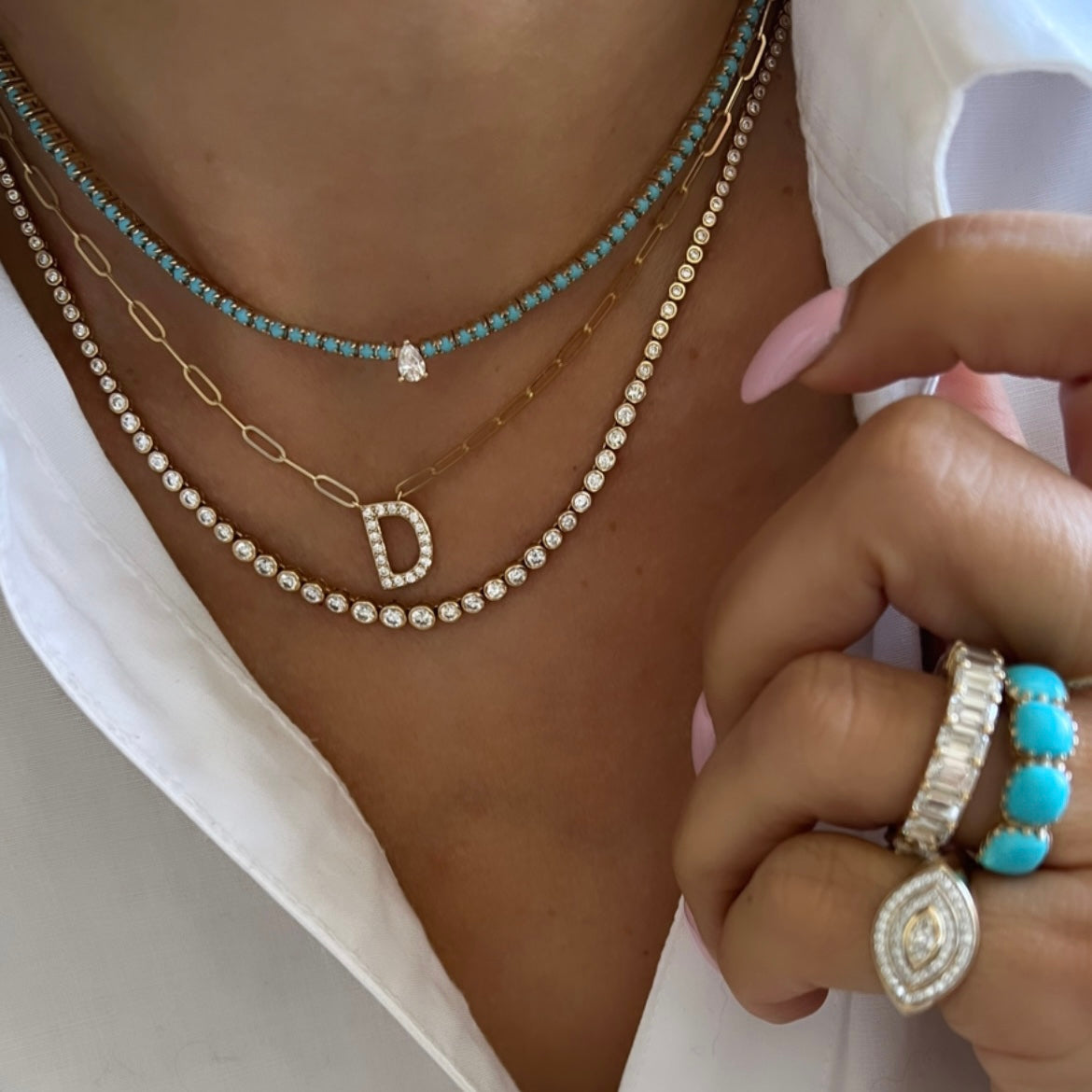 14KT Gold Diamond Initial on Chain Custom Necklace