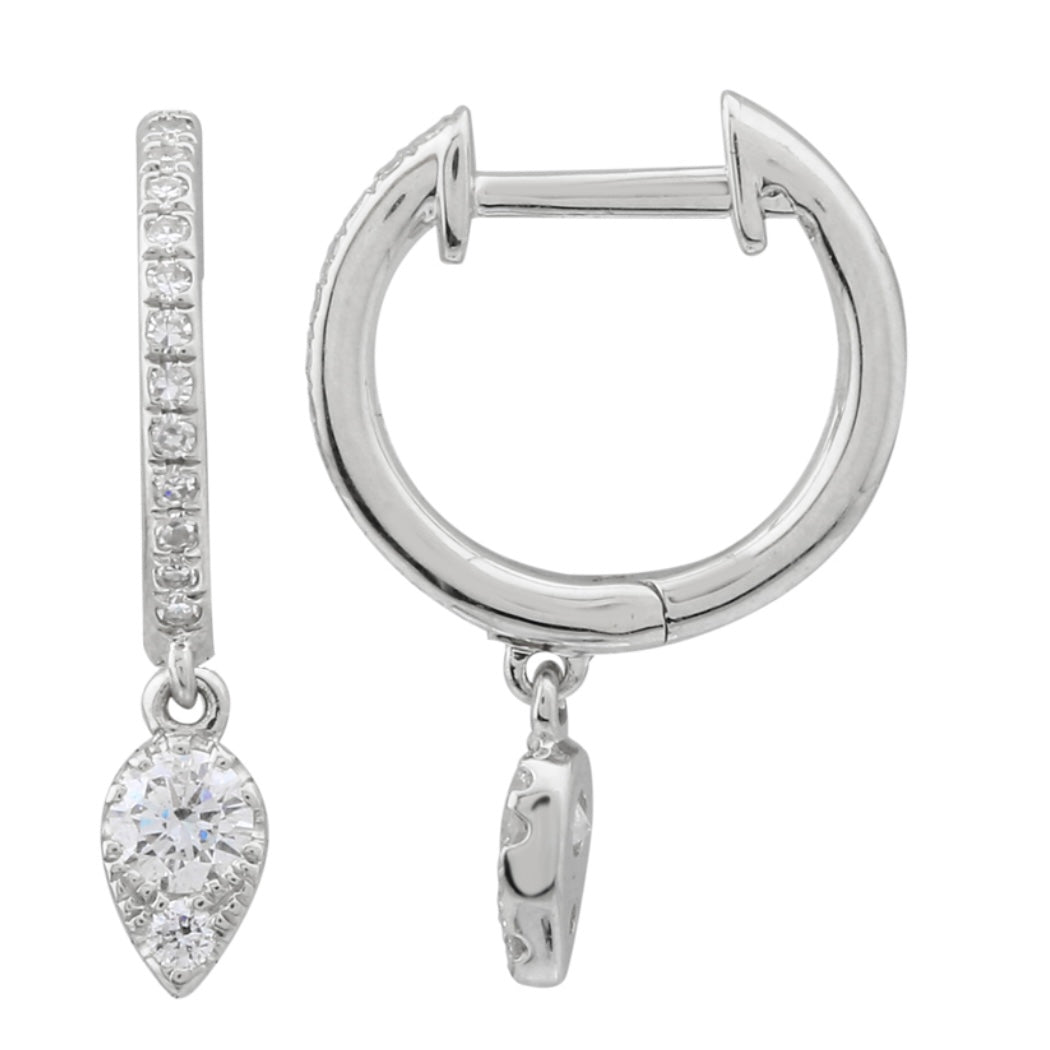 14KT Gold Diamond Kenni Dangling Huggie Earrings