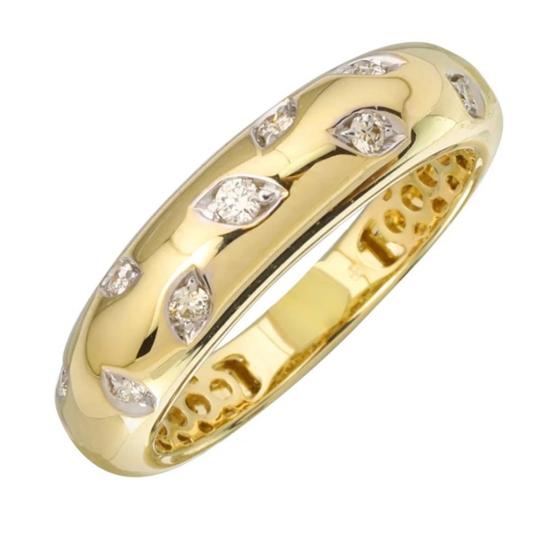 14KT Gold Diamond Elaine Dome Ring